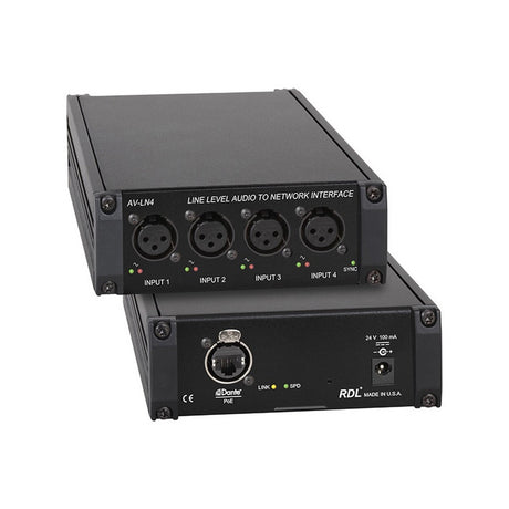 RDL AV-LN4 4 Input Line Level Audio to Dante Network Interface