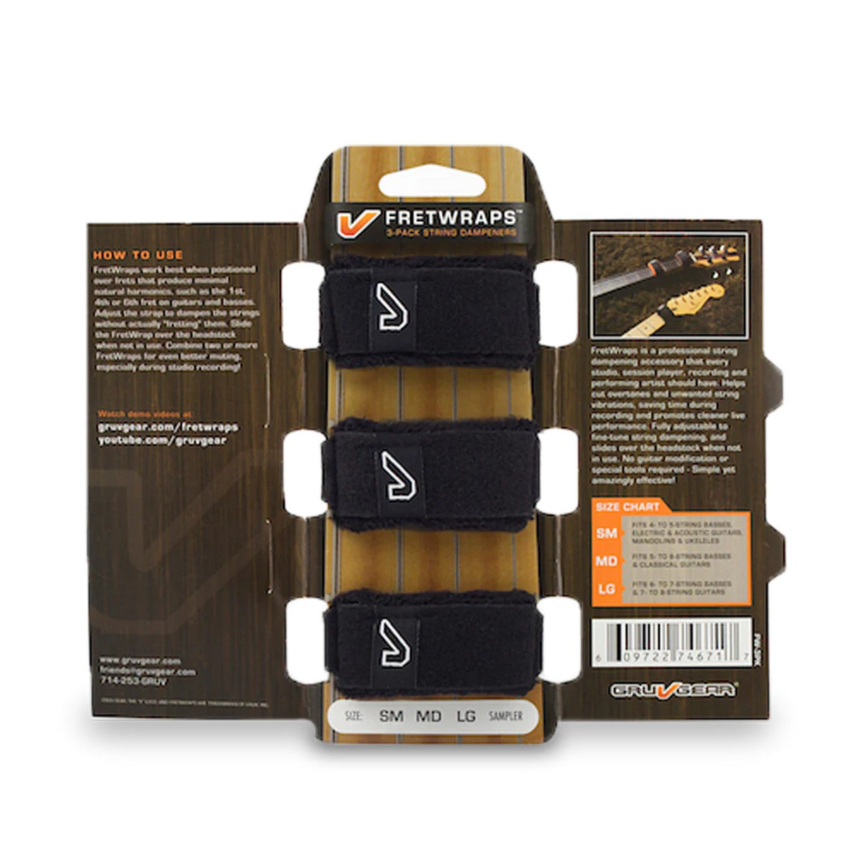 Gruv Gear FretWraps String Muter 3-Pack Black Medium - accessories