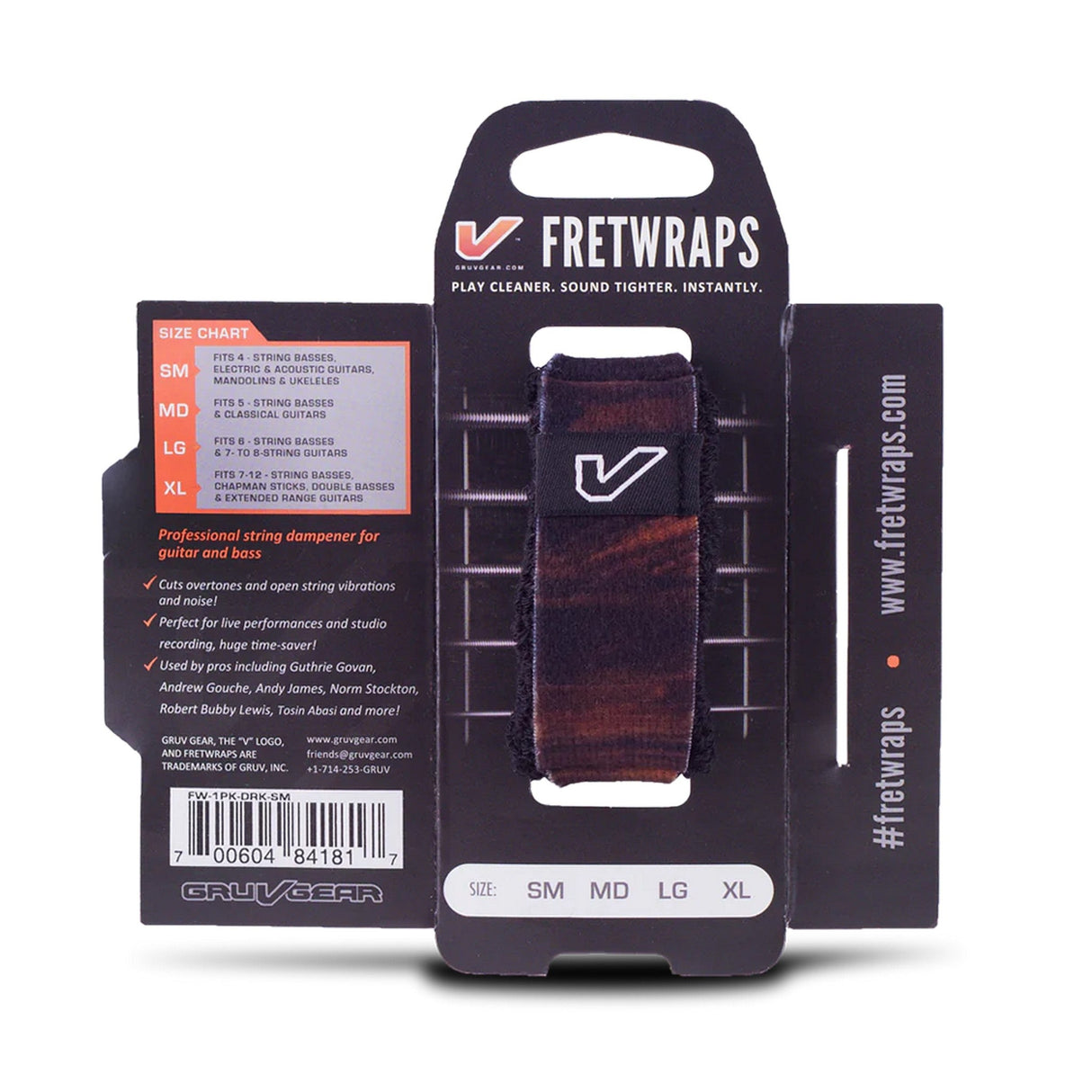 Gruv Gear FretWraps String Muter Wood Walnut 1-Pack Extra Large - accessories