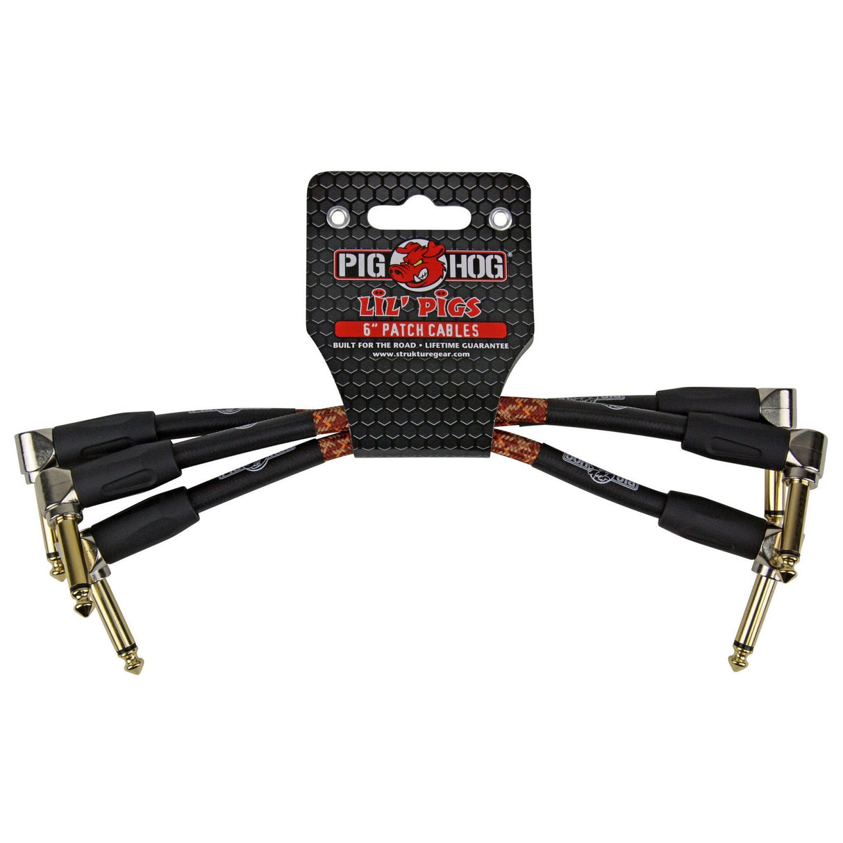 Pig Hog PHLIL6CP ’Western Plaid’ 6-Inch Patch Cables 3-Pack