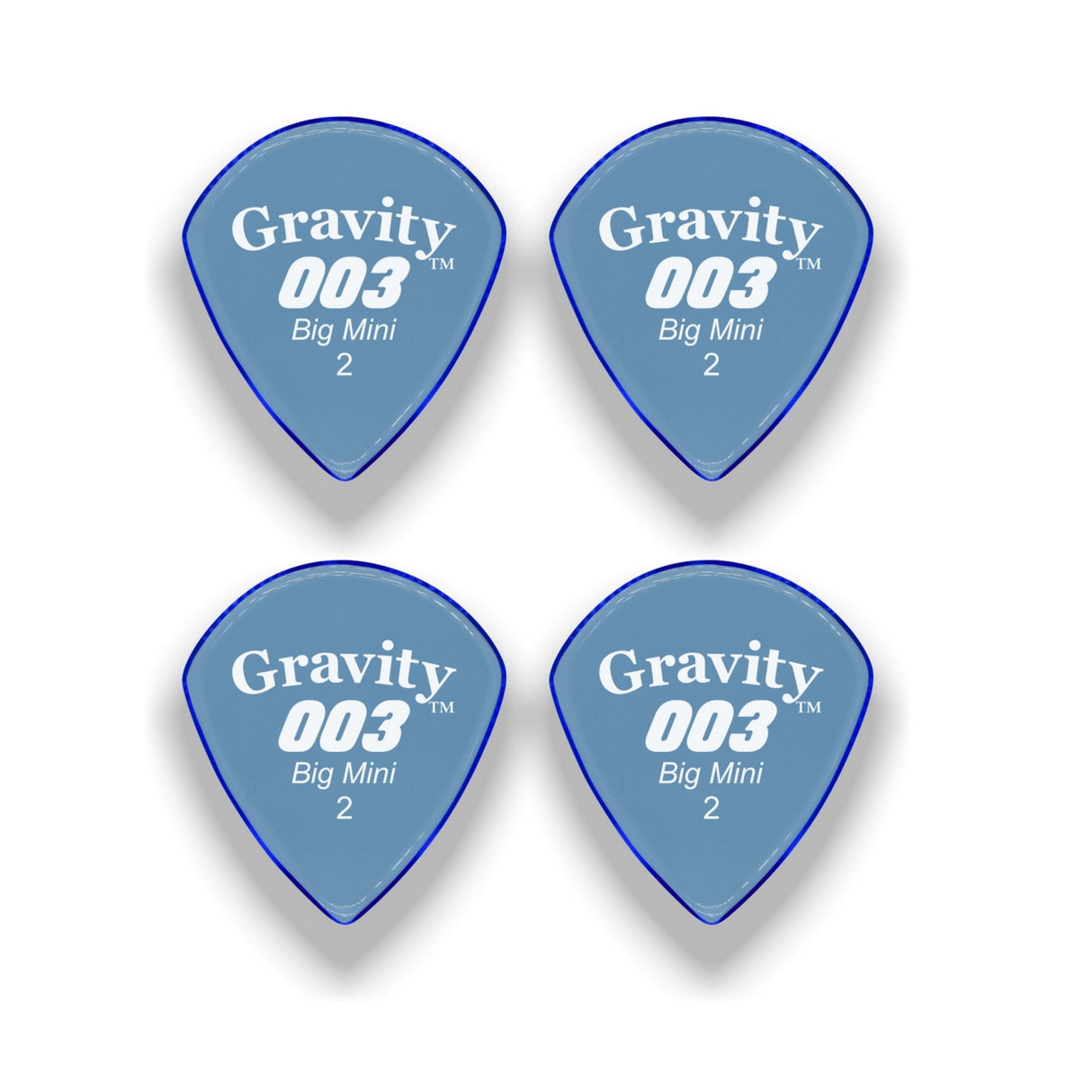 Gravity Picks G003B2P-4pk 003 Series Picks Polished Big Mini Size 2mm Blue 4-Pack - accessories