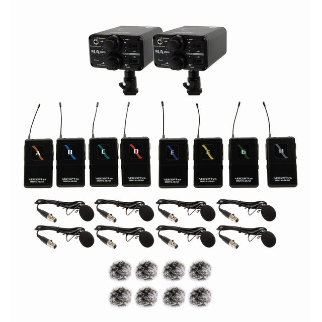 VocoPro FIELD-QUAD-FILM-8B Portable Eight Lavalier Field/Camera-Mountable Wireless Microphone System 902-927.2 MHz