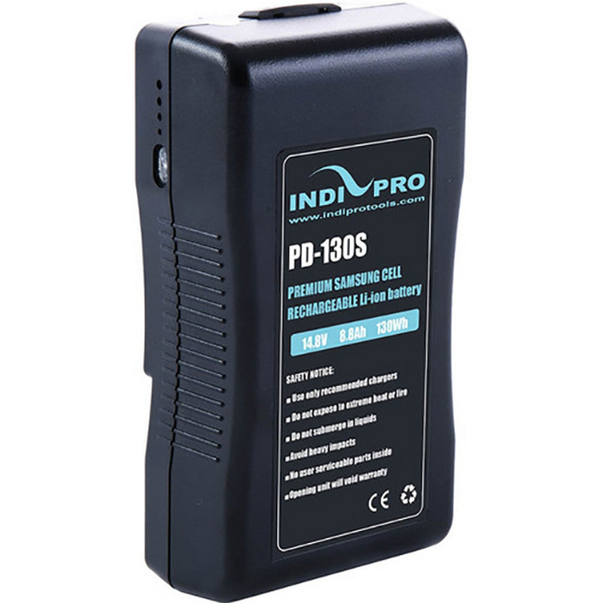 IndiPRO PD130S Compact 130Wh V-Mount Li-Ion Battery
