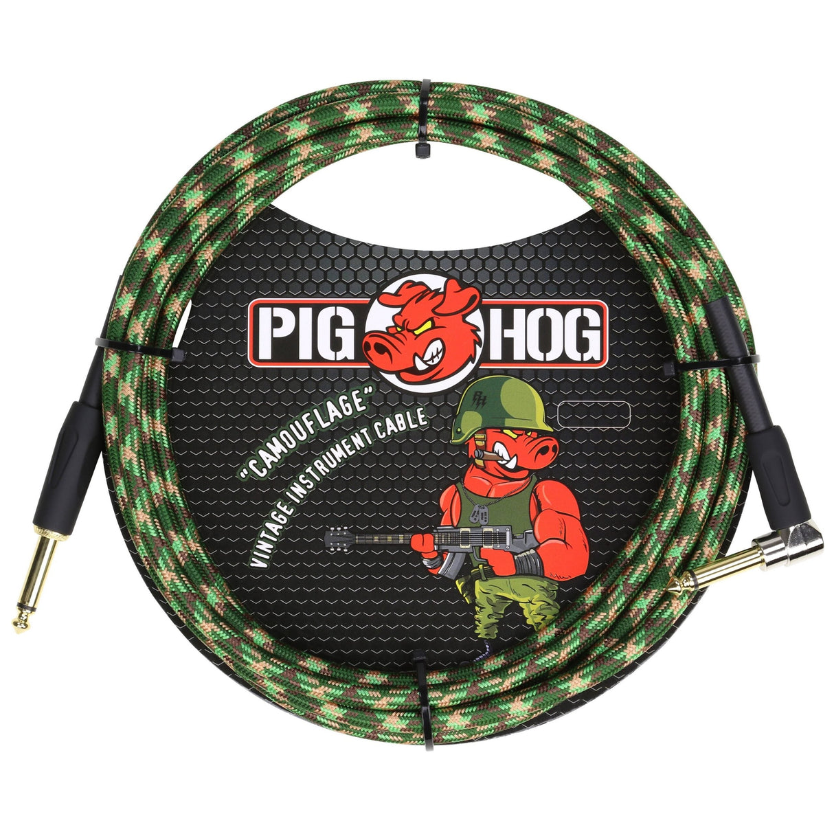 Pig Hog PCH10CFR ’Camouflage’ Instrument Cable 10ft. Right Angle