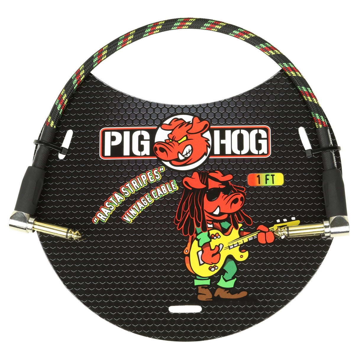 Pig Hog PCH1RAR ’Rasta Stripe’ 1ft Right Angled Patch Cables