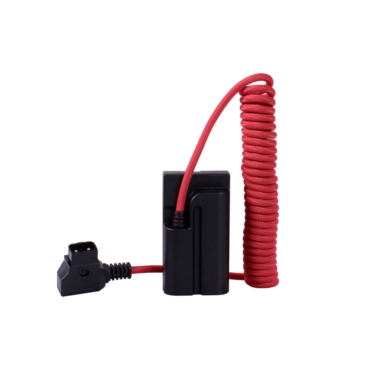 1SV D-TAP to Sony L Series Dummy Battery NPF Coiled Cable, 16-36-Inches, Red