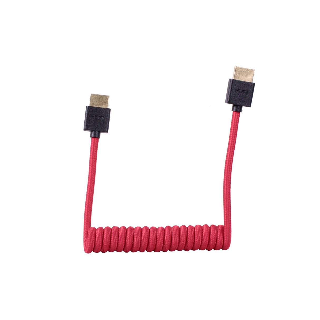 1SV Full HDMI Male Coiled Cable, 12-24-Inches, Red