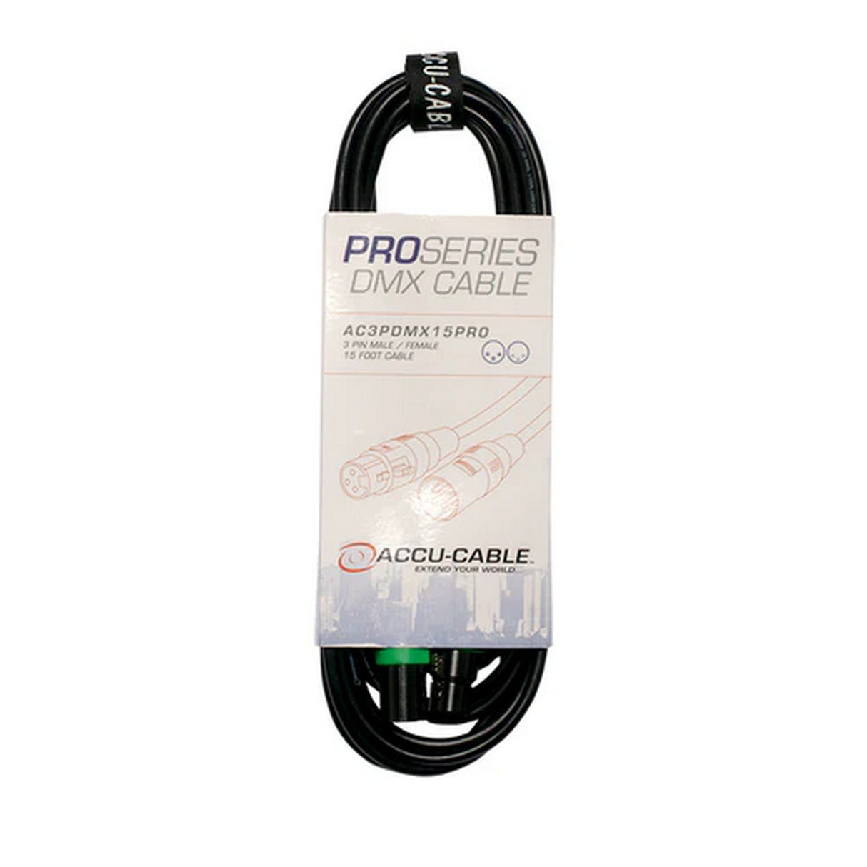 Accu Cable AC3PDMX15PRO Pro Series 3‑Pin DMX Cable, 15-Feet