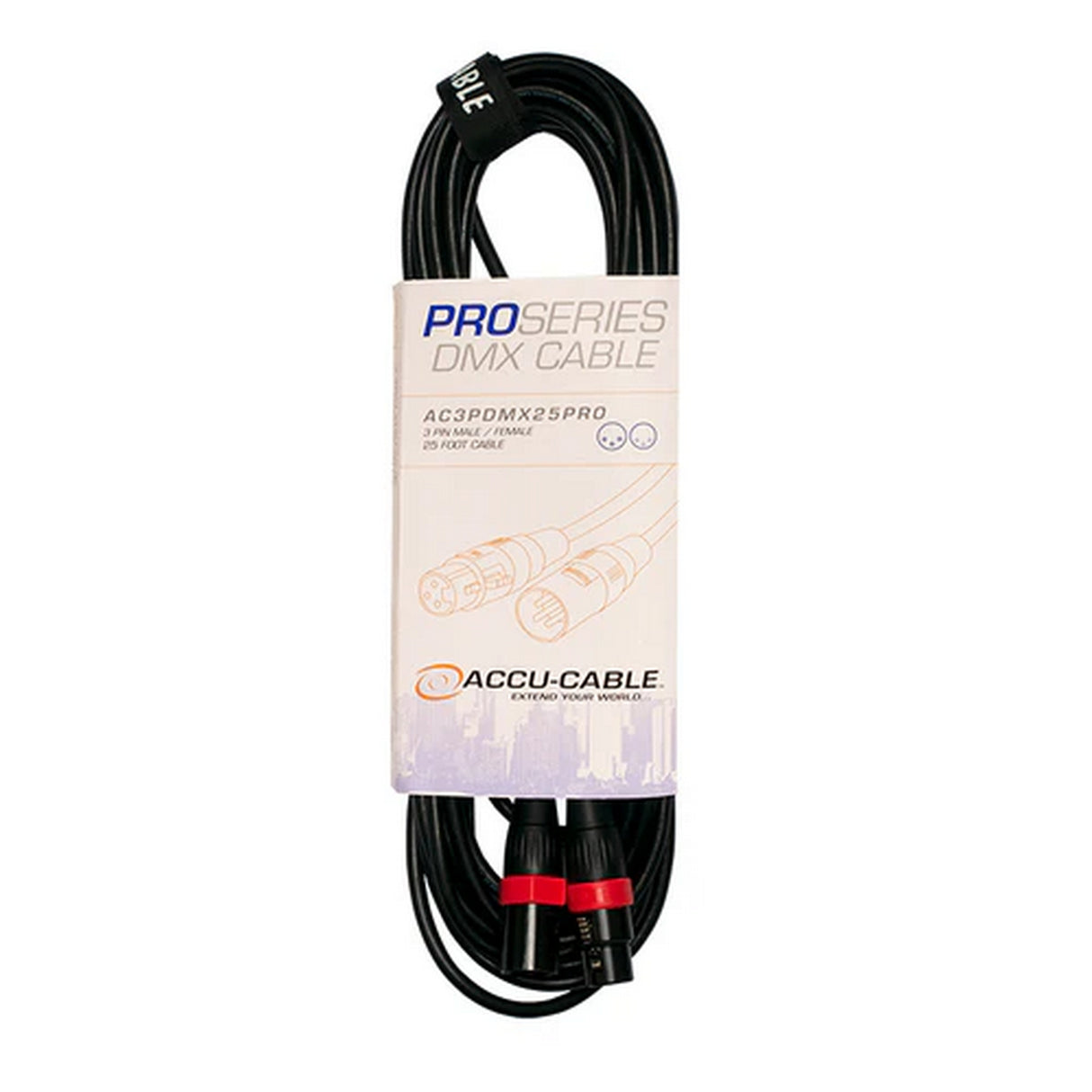 Accu Cable AC3PDMX25PRO Pro Series 3‑Pin DMX Cable, 25-Feet