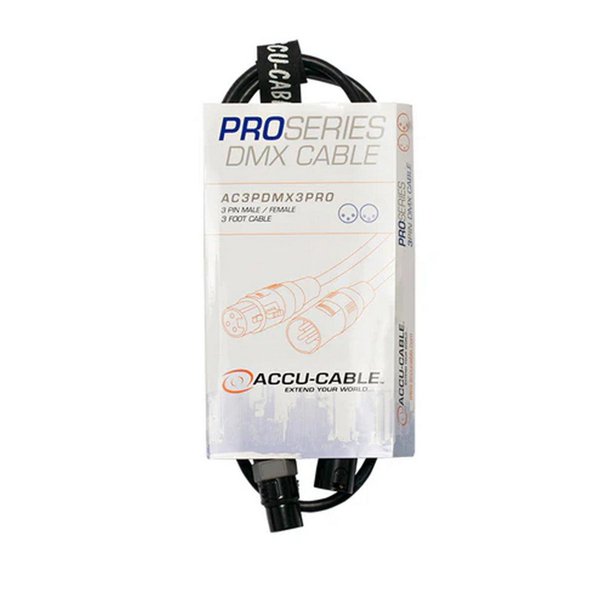 Accu Cable AC3PDMX3PRO Pro Series 3‑Pin DMX Cable, 3-Feet