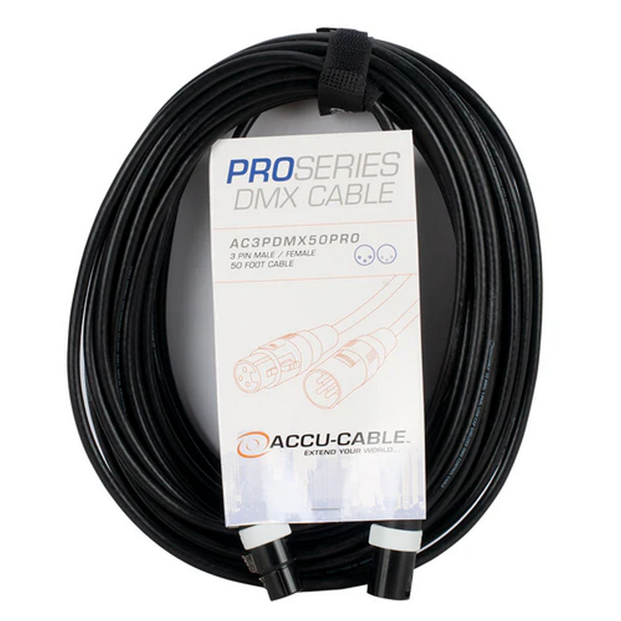 Accu Cable AC3PDMX50PRO Pro Series 3‑Pin DMX Cable, 50‑Feet