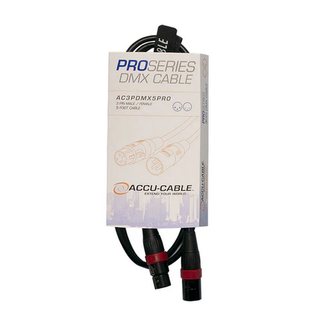 Accu Cable AC3PDMX5PRO Pro Series 3‑Pin DMX Cable, 5‑Feet