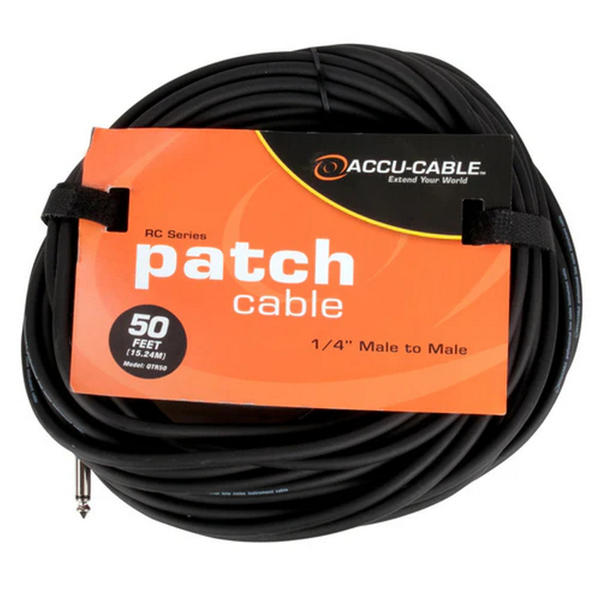 Accu Cable QTR50 1/4 Male-to-Male Mono Instrument Cable, 50-Feet