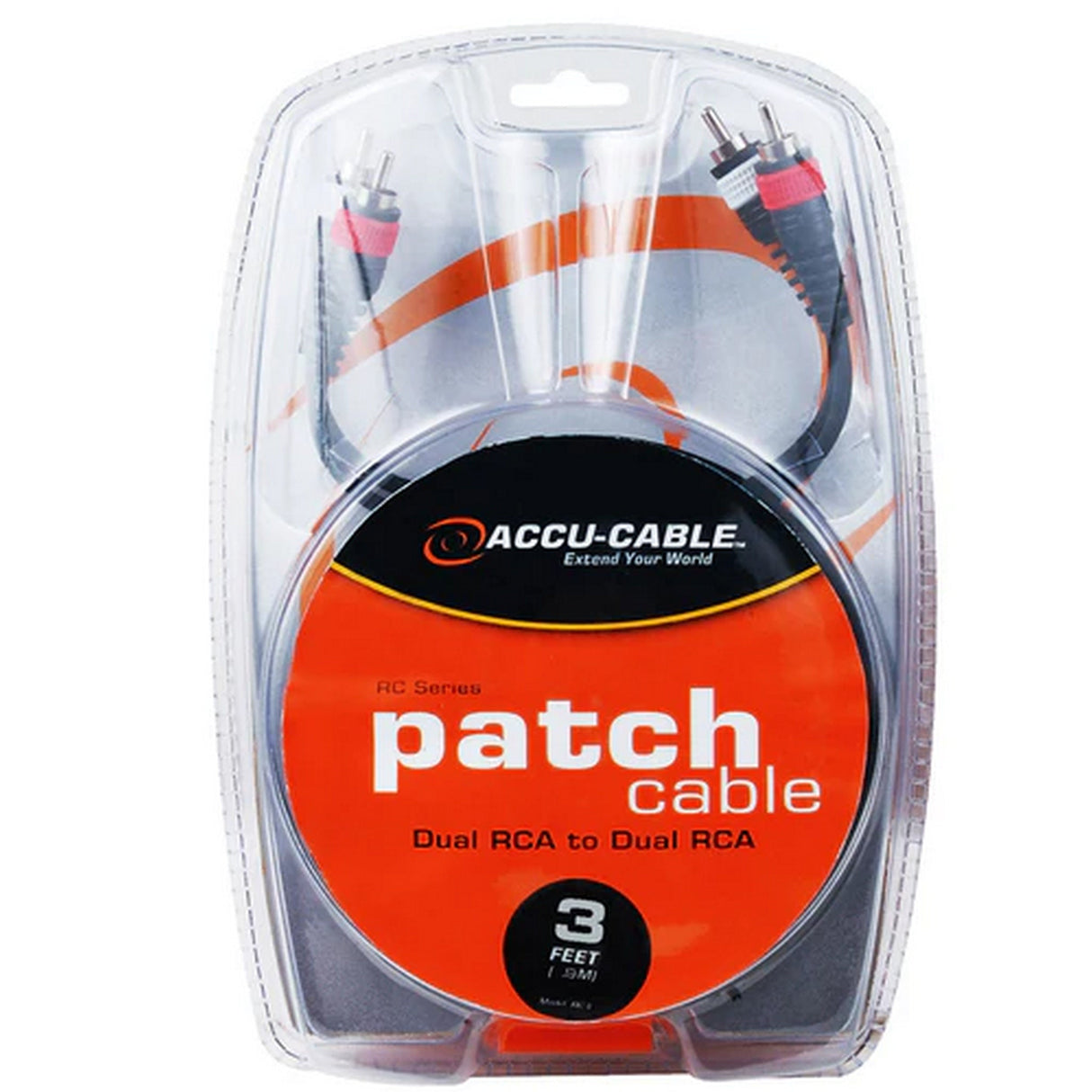 Accu Cable RC-3 Dual RCA Cable, 3-Feet