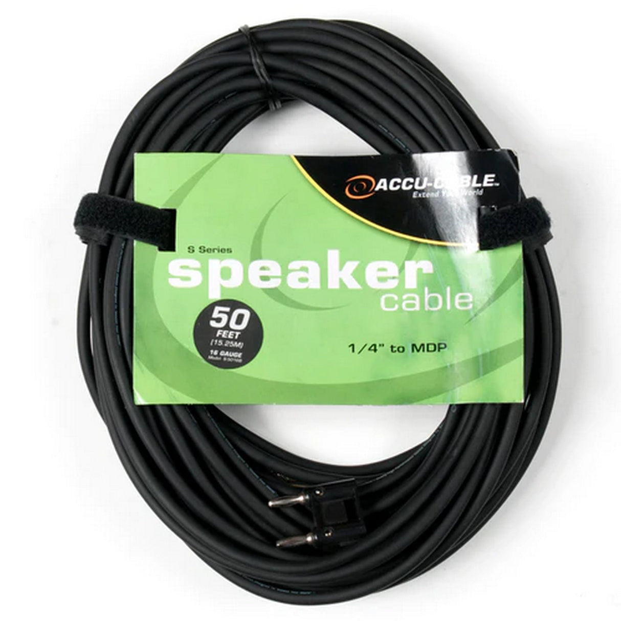 Accu Cable S-5016B 16-Gauge 1/4 TS to Banana Plug Speaker Cable, 50-Feet