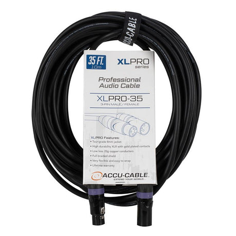 Accu Cable XLPRO Professional XLR Male to Female Audio Cable - 35 feet
