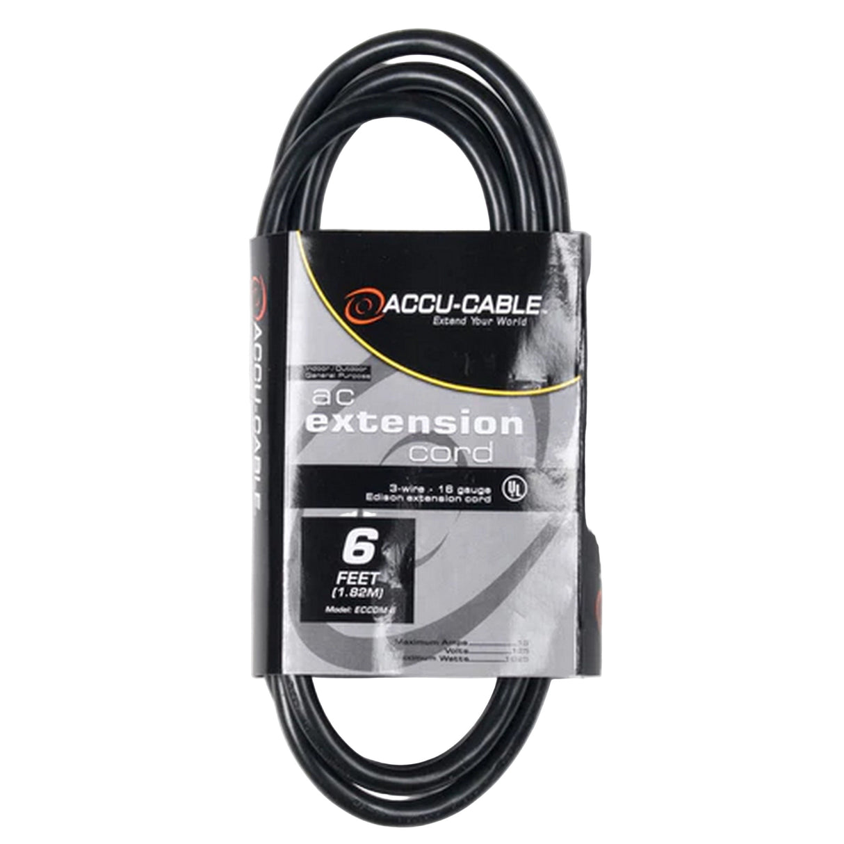 Accu Cable ECCOM6 IEC Male-to-Female PowerLink Cable, 6-Fee