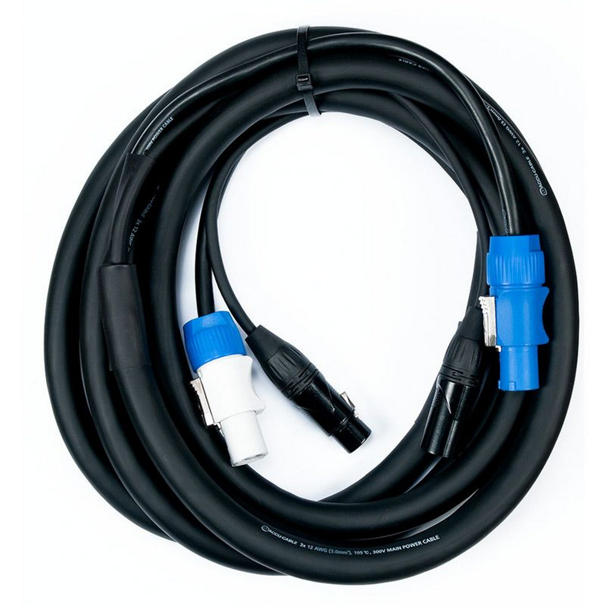 Accu Cable AC3PPCON12 3-Pin XLR DMX Locking Power Link Cable, 12-Feet