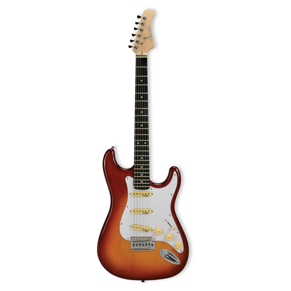Amati Guitars 10STHG Double Cutaway/Single Coil-Solid Poplar Body 6-String Electric Guitar (Gloss Cherry Sunburst Finish)