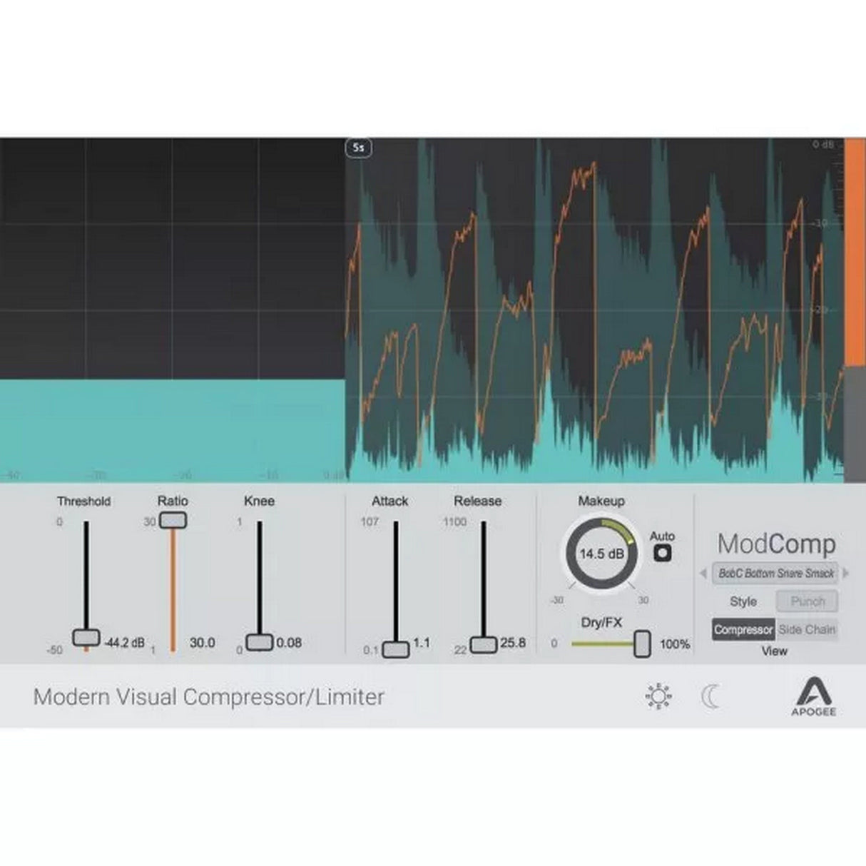 Apogee ModComp Modern Visual Compressor Limiter Plugin