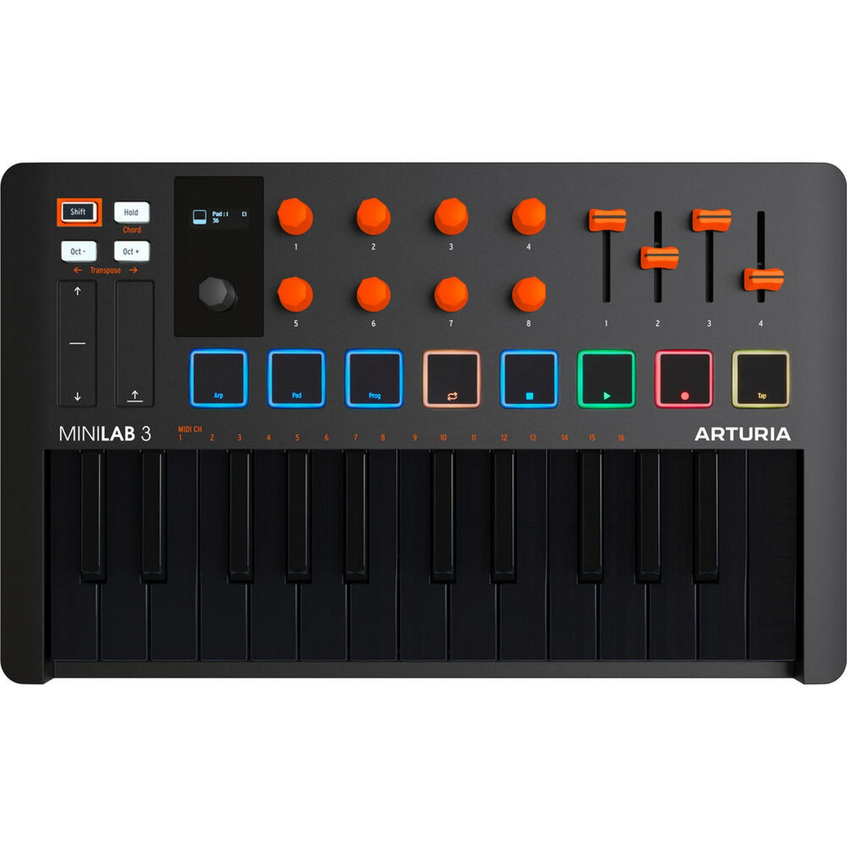 Arturia MiniLab 3 25-Note Compact MIDI Keyboard and Pad Controller - Orange