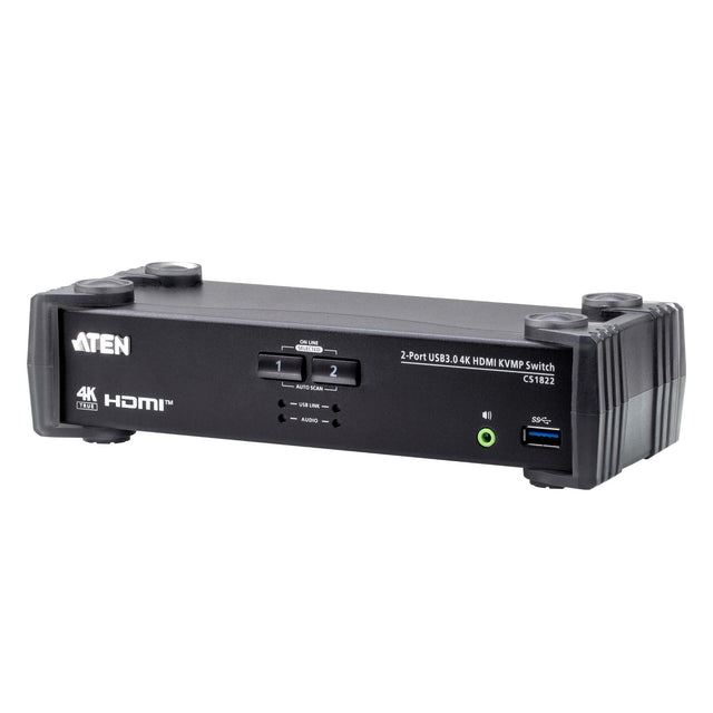 ATEN CS1822 2-Port USB 3.0 4K HDMI KVMP Switch with Audio Mixer Mode