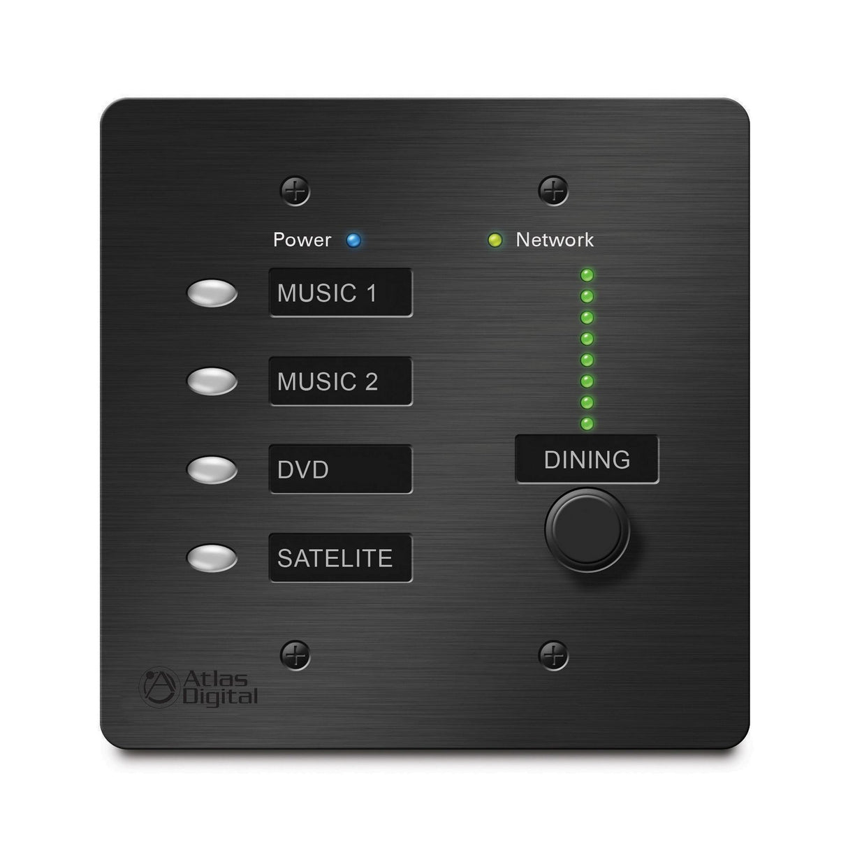 AtlasIED BBWP-S4K1 Series BlueBridge Audio Controller with 4 Buttons and 1 Level Control