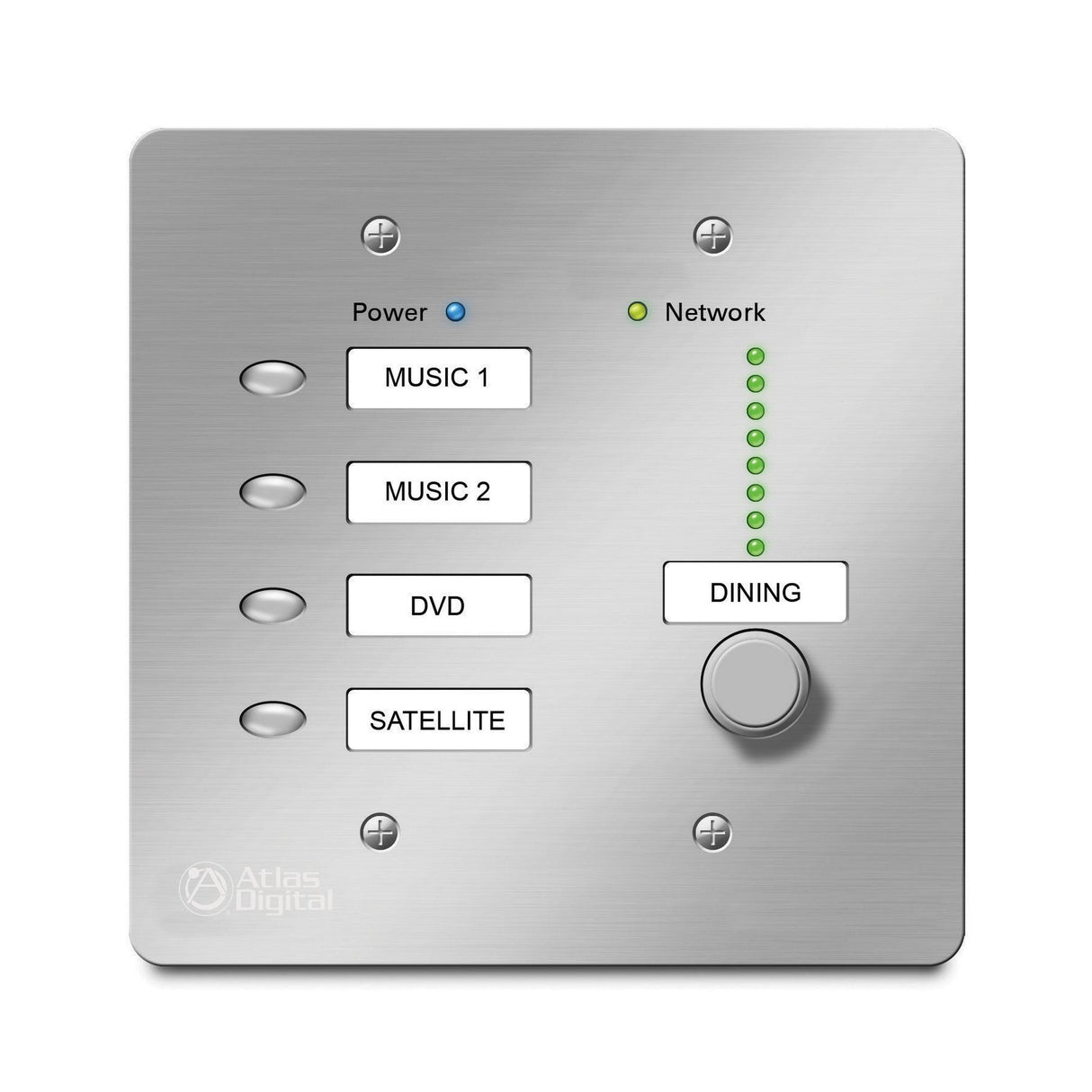 AtlasIED BBWP-S4K1 Series BlueBridge Audio Controller with 4 Buttons and 1 Level Control