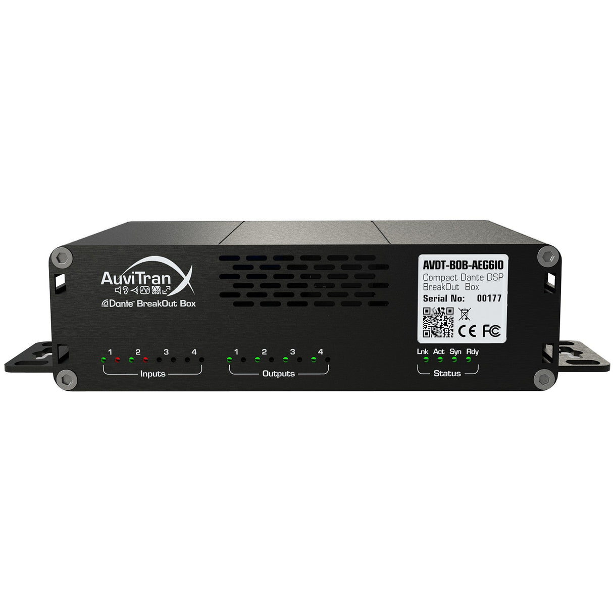 AuviTran AVDT-BOB Compact Dante Breakout Box with Digital Signal Processing - 2x Mic/Line Inputs + 4x Line Outputs