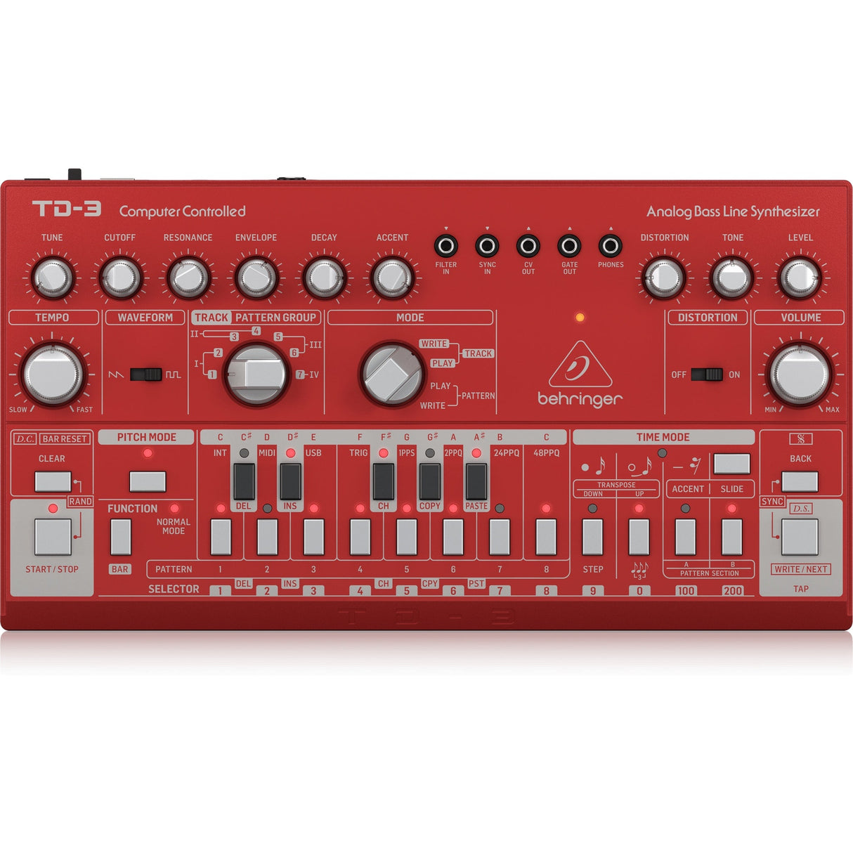 Behringer TD-3-RD Analog Bass Line Synthesizer, Red