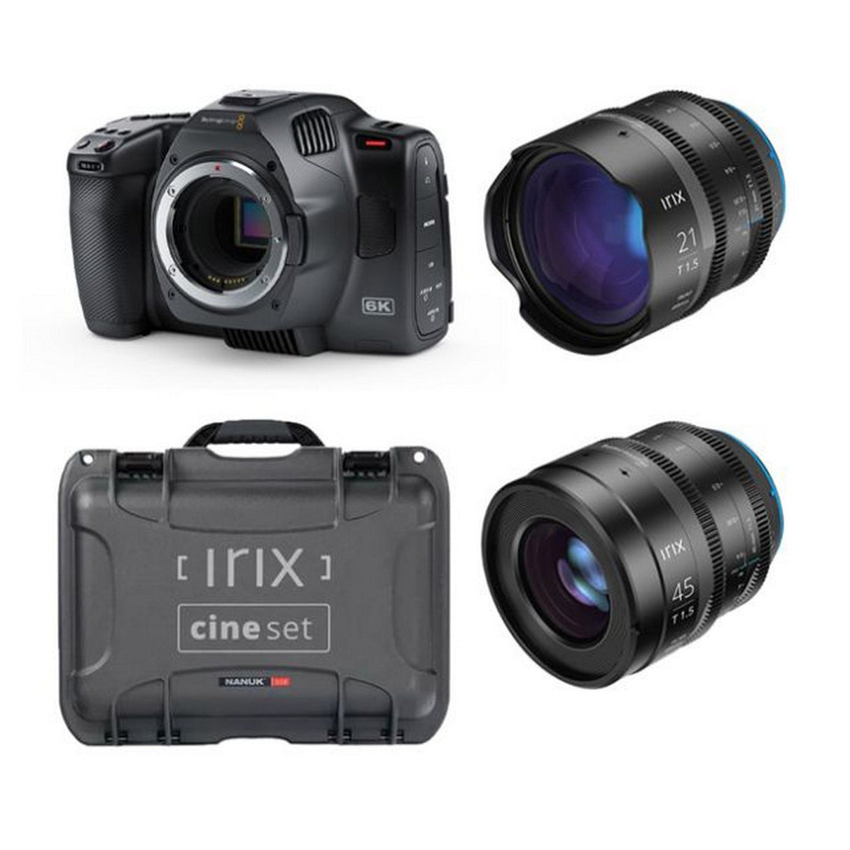 Blackmagic Design Pocket 6K G2 Digital Film Camera with EF Mount and IRIX 21mm 45mm Nanuk Case Kit