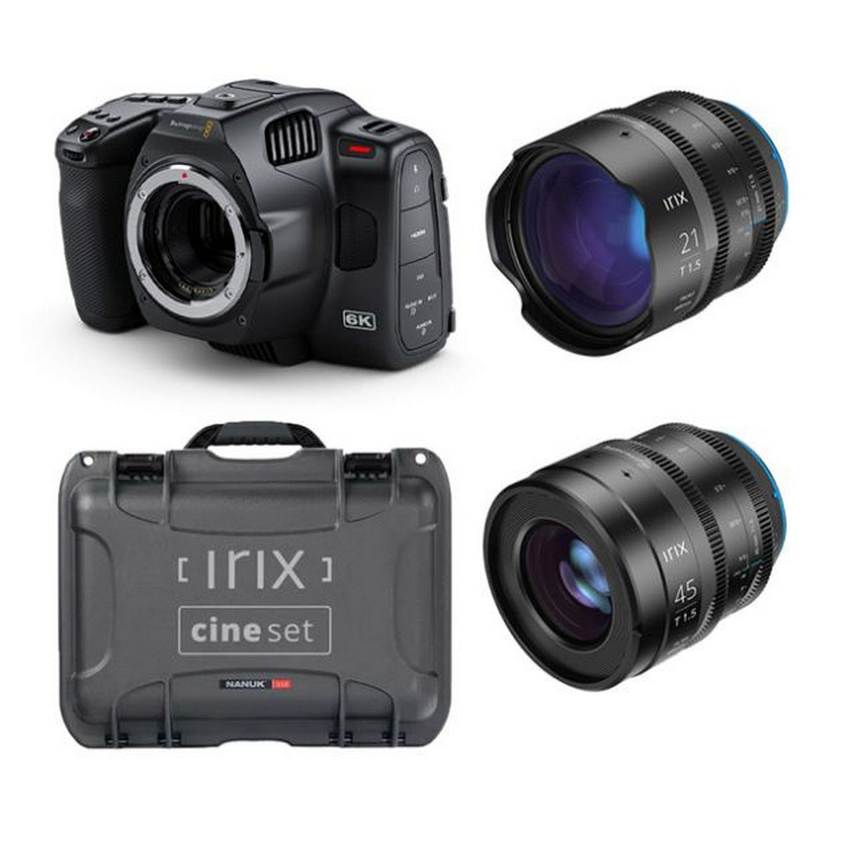 Blackmagic Design Pocket 6K Digital Film Camera with Pro EF Mount and IRIX 21mm 45mm Nanuk Case Kit