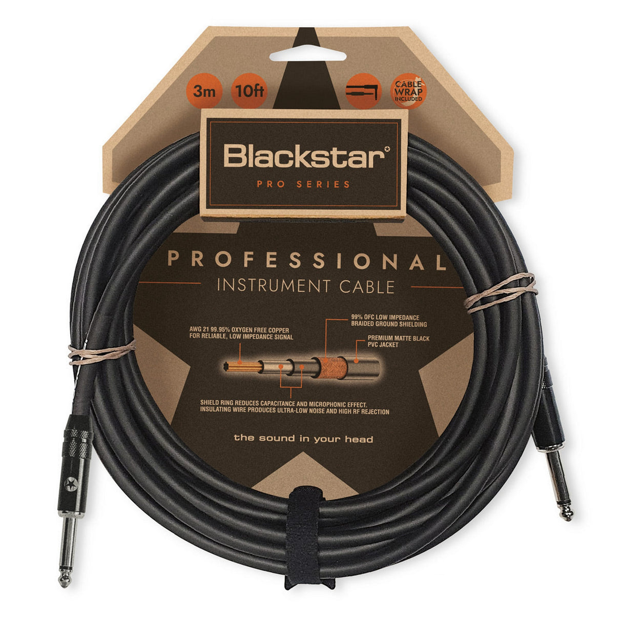 Blackstar Professional Straight Angle Instrument Cable, 10-Feet