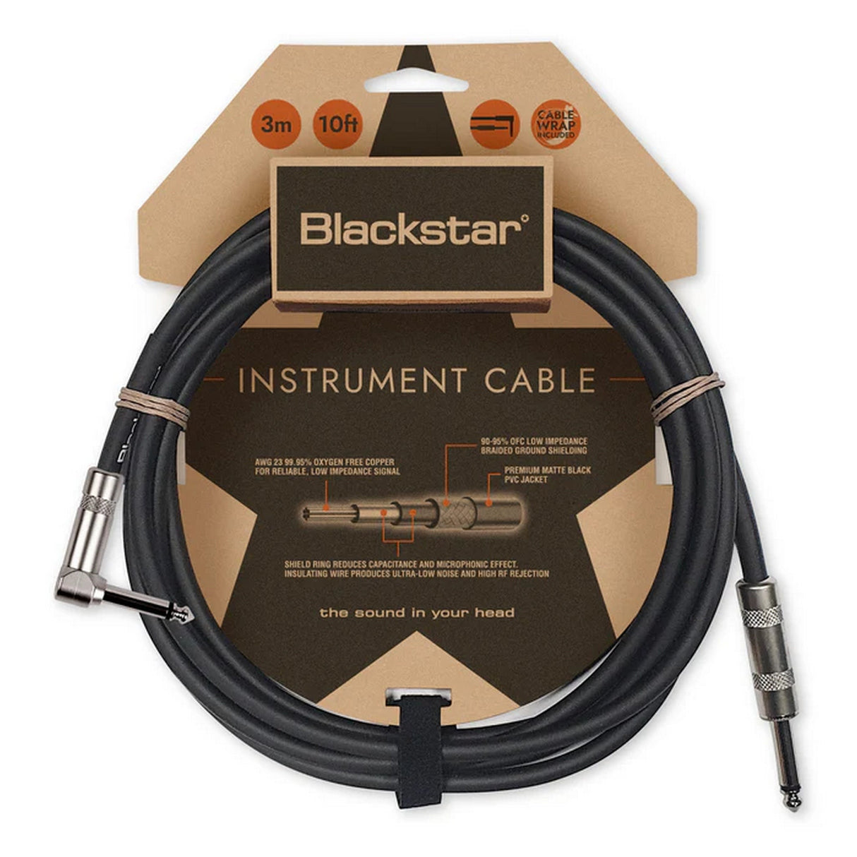 Blackstar Straight to Angled Instrument Cable, 10-Feet