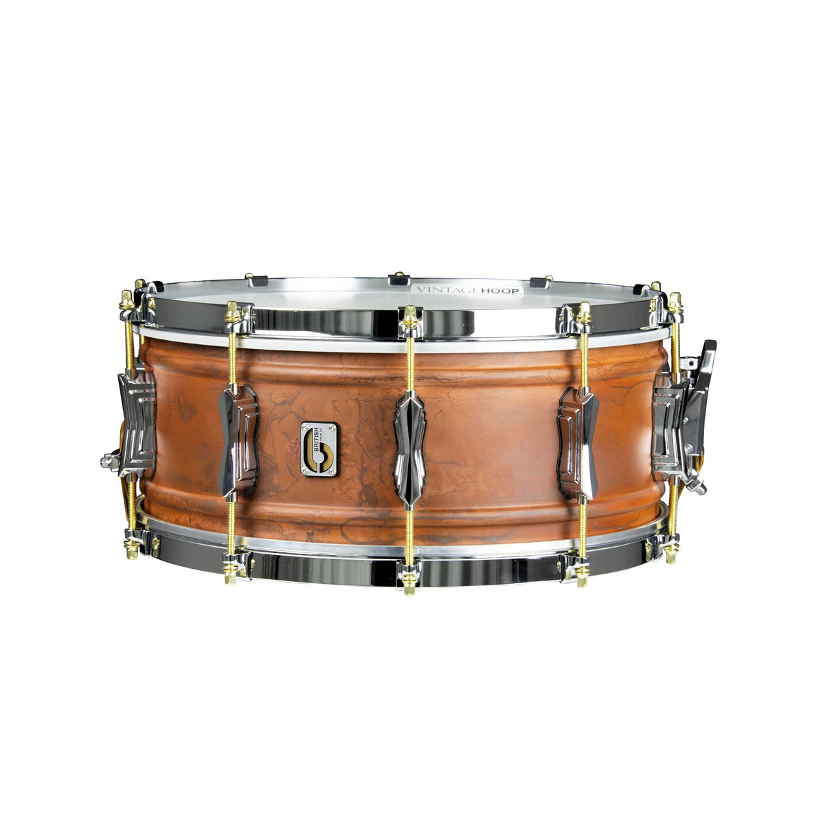 British Drum Co FB-14-60-SN Firebird Series 14x6-Inch Snare Drum, Copper Over Brass Finish