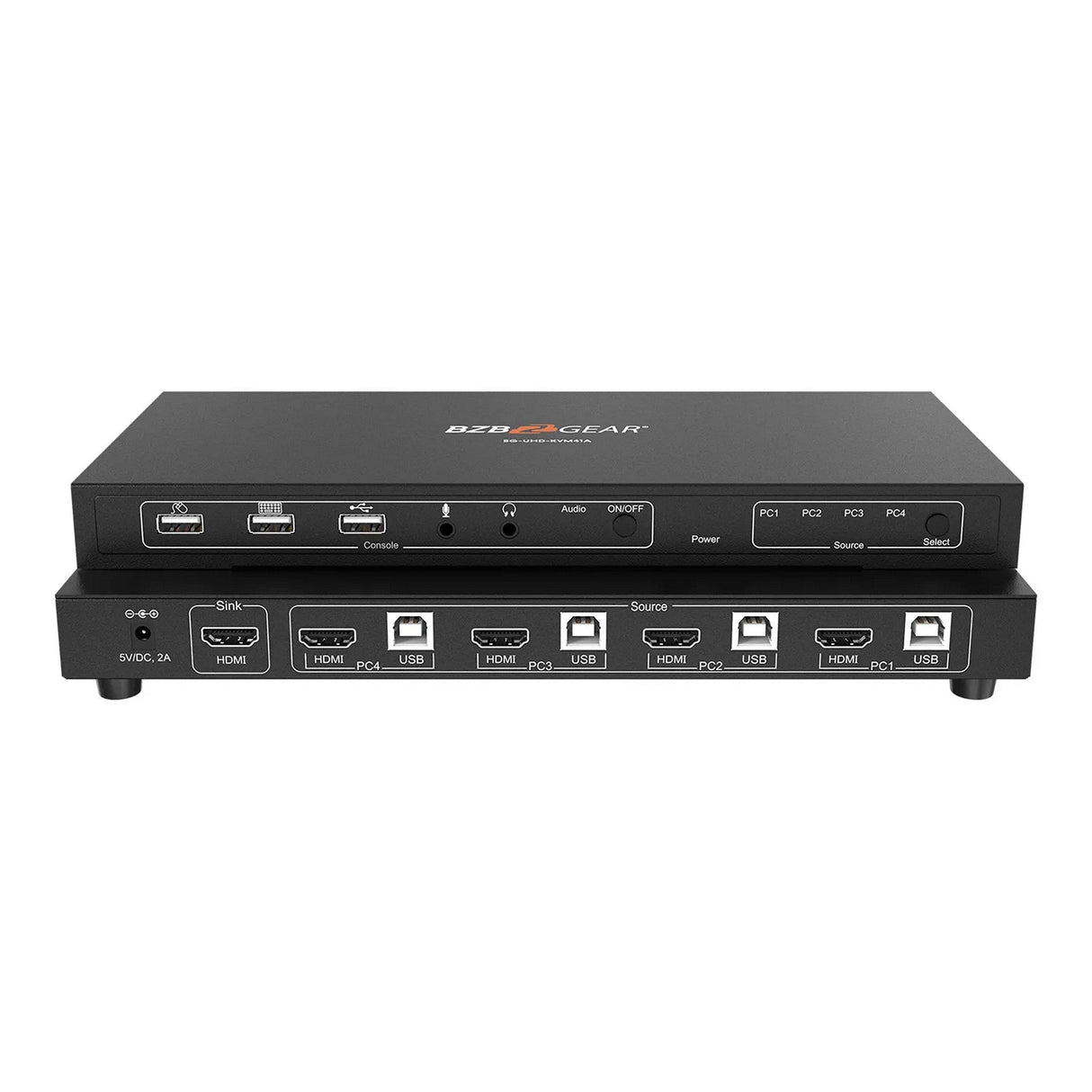 BZBGEAR BG-UHD-KVM41A 4x1 4K UHD KVM Switcher with USB2.0 Ports for Peripherals and Audio Support