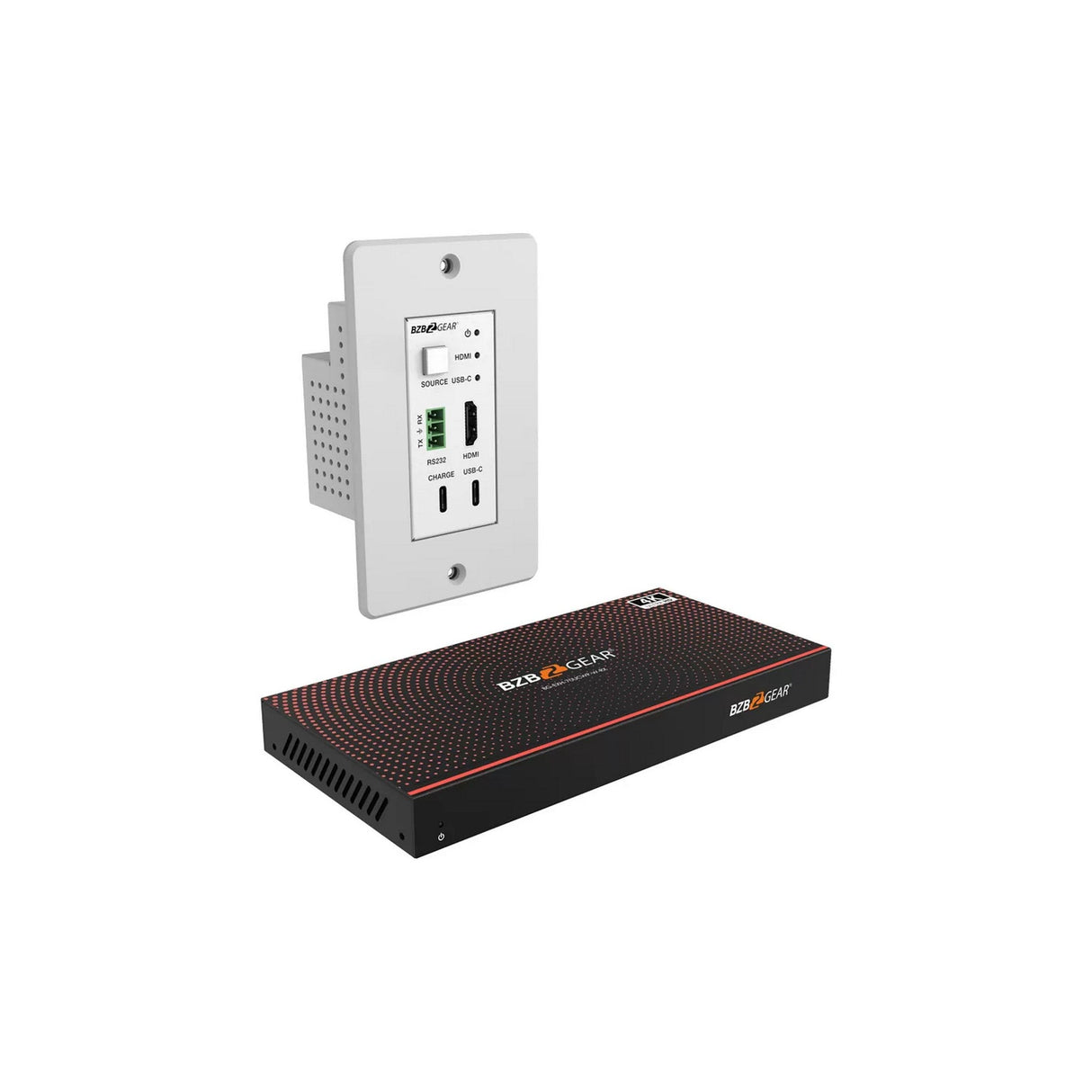 BZBGEAR 4K UHD 18Gbps HDBaseT HDMI Wall Plate Transmitter and Receiver Kit - HDMI/USB-C/RS-232 Wall Plate