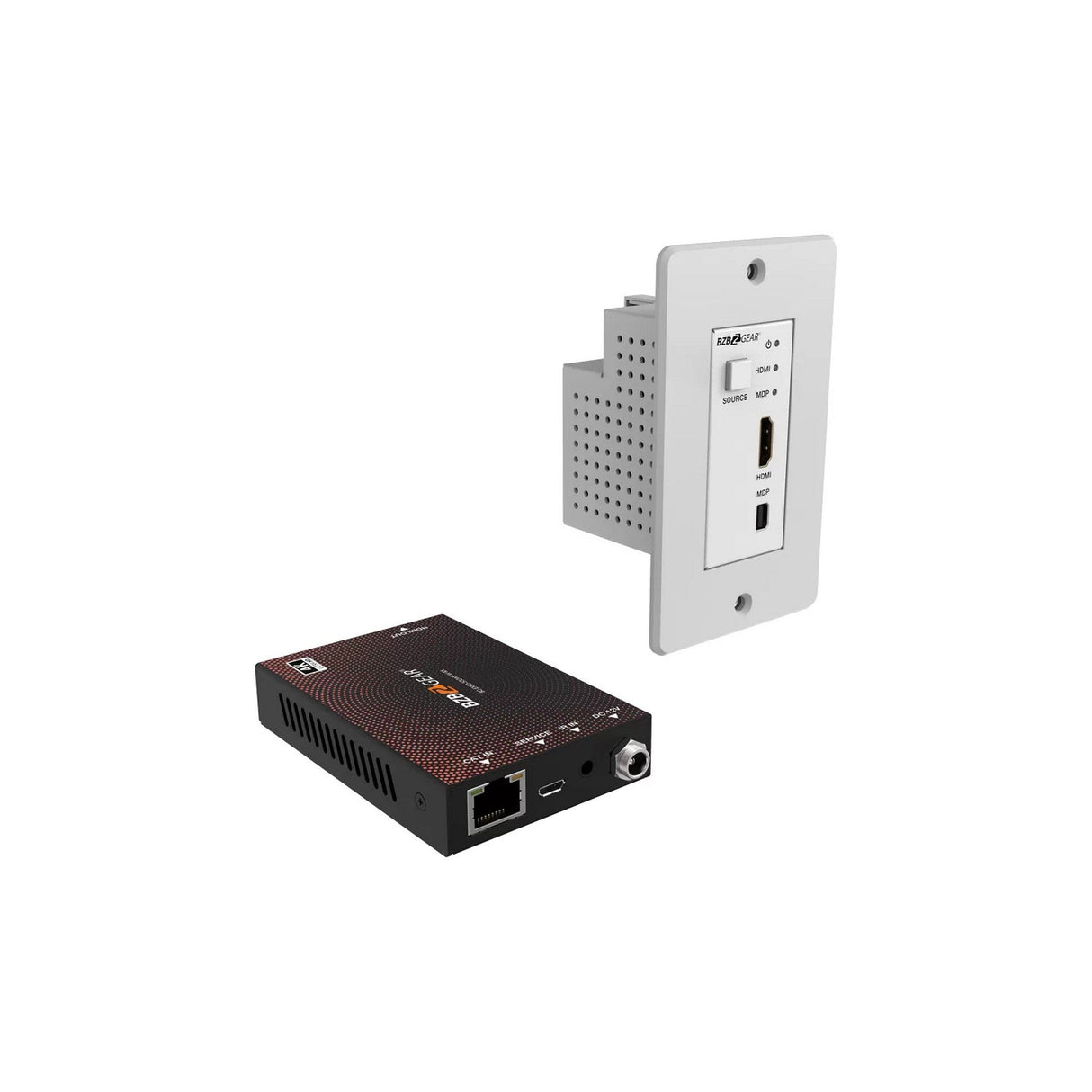 BZBGEAR 4K UHD 18Gbps HDMI and USB-C / Mini DP Wall Plate Transmitter/Receiver Kit - HDMI/MDP Wall Plate