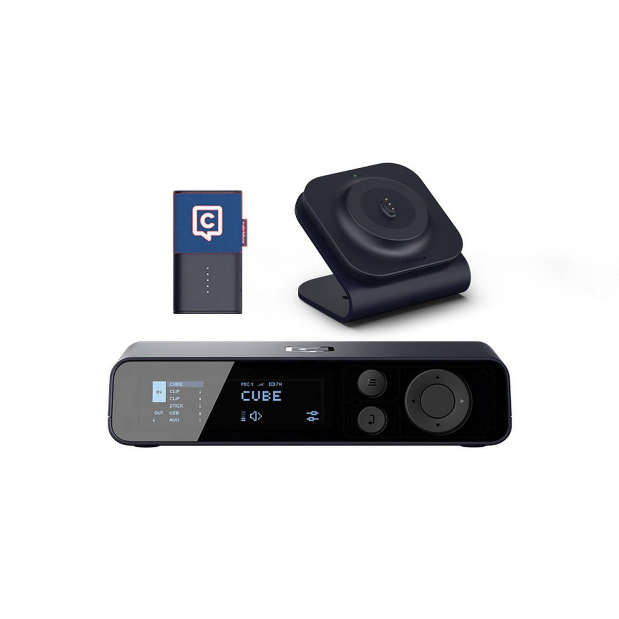 Catchbox Plus Wireless Microphone System with 2-Channel Plus Hub DSP Receiver - 1x Clip + Single Dock / Navy / Standard