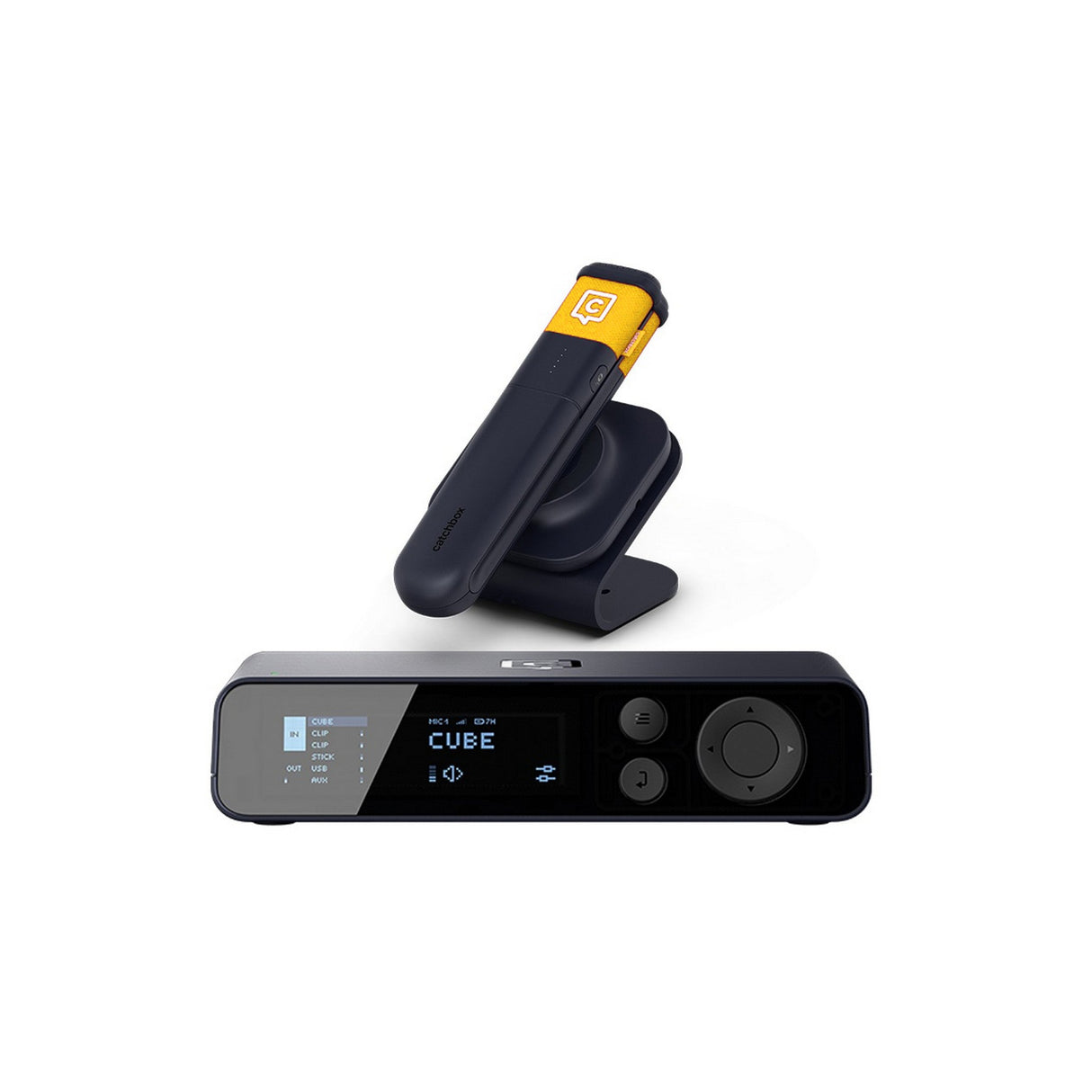 Catchbox Plus Wireless Microphone System with 2-Channel Plus Hub DSP Receiver - 1x Stick + Single Dock / Yellow