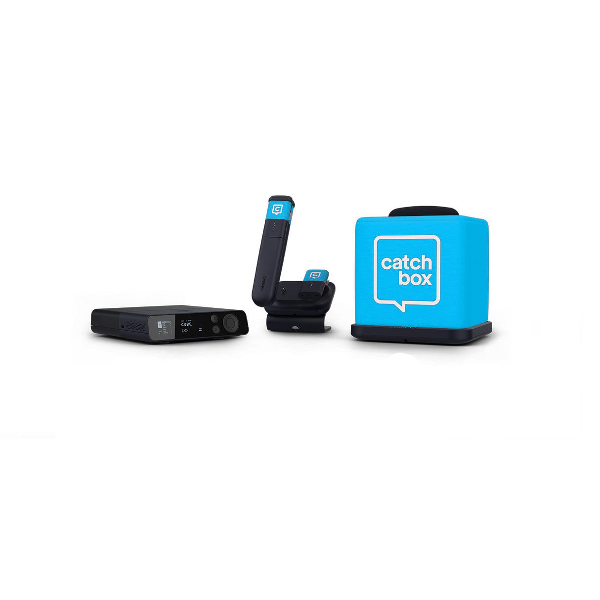 Catchbox Plus System with 4-Channel Hub DSP Receiver Single Cube Bundle - 1x Cube + Charger, 1x Clip & 1x Stick + Duo