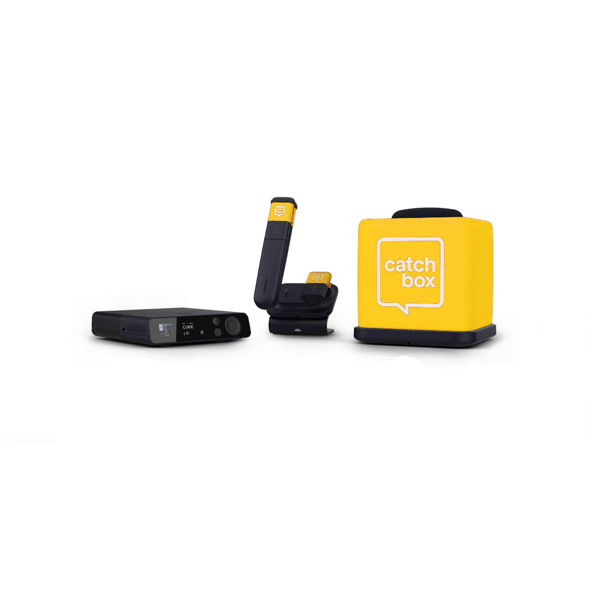 Catchbox Plus System with 4-Channel Hub DSP Receiver Single Cube Bundle - 1x Cube + Charger, 1x Clip & 1x Stick + Duo