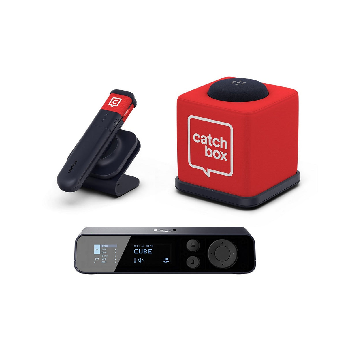 Catchbox Plus Wireless Microphone System with 4-Channel Plus Hub DSP Dante-Enabled Receiver - 1x Cube + Charger, 1x