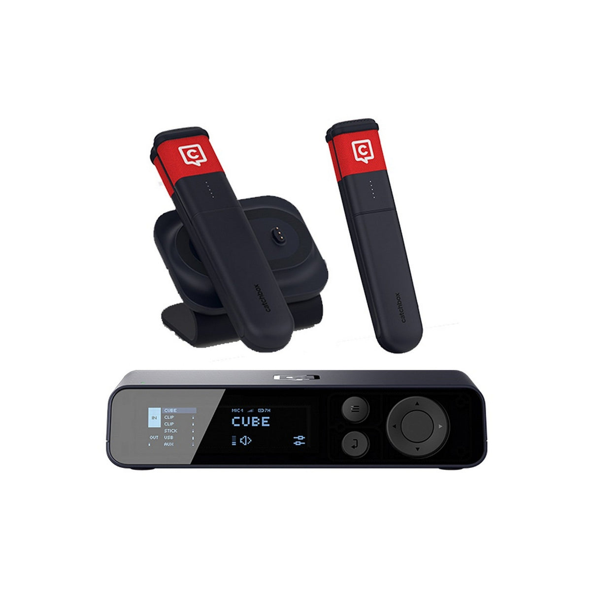Catchbox Plus Wireless Microphone System with 4-Channel Plus Hub DSP Receiver - 2x Sticks + Dual Dock