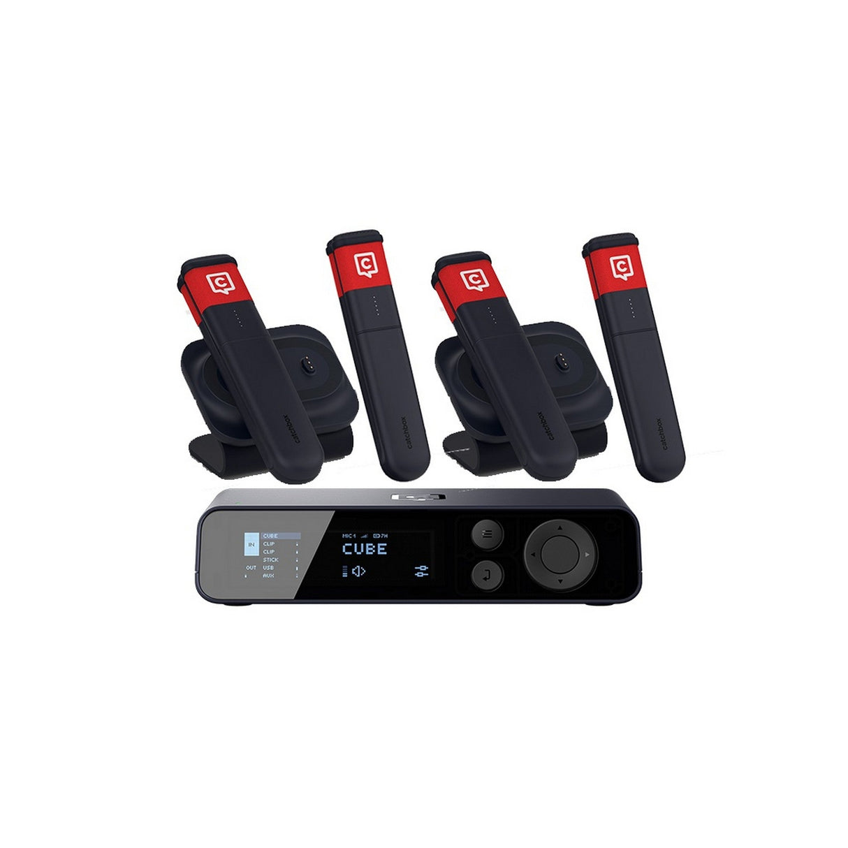Catchbox Plus Wireless Microphone System with 4-Channel Plus Hub DSP Receiver - 4x Sticks + 2x Dual Chargers