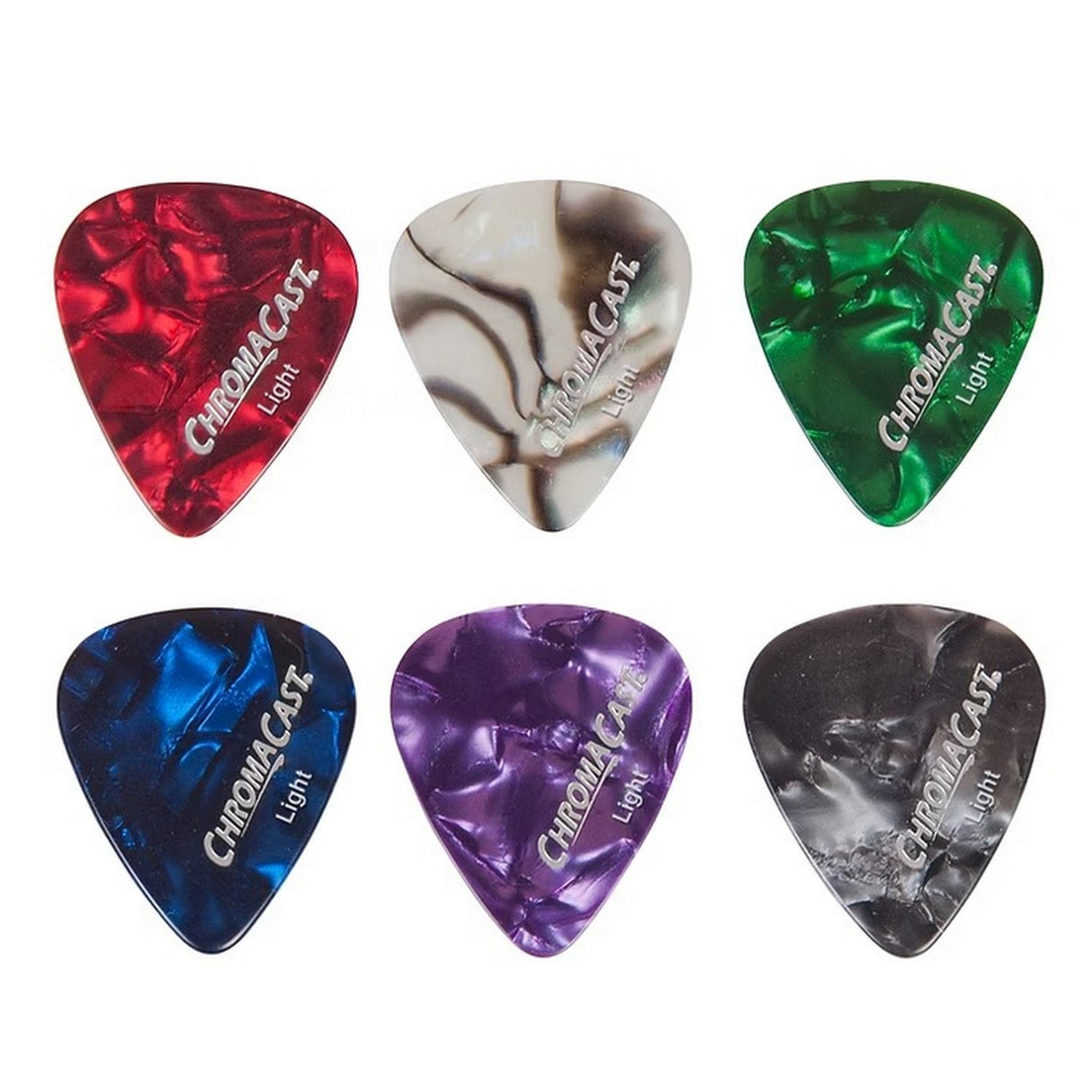 ChromaCast Pearl Celluloid Assorted Colors Guitar Picks 10-Pack - Light