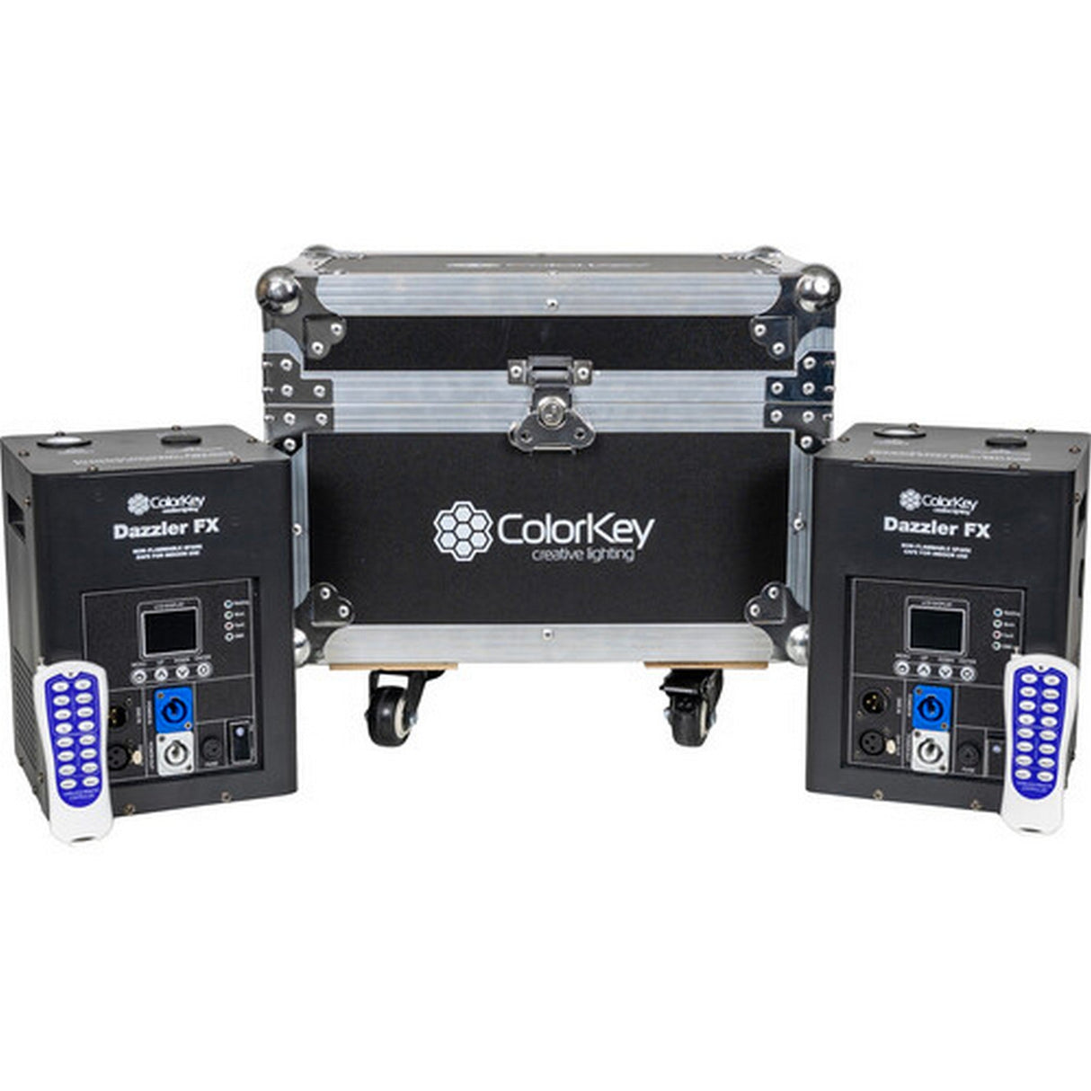 ColorKey Dazzler FX MK2 Cold Spark Machine 2-Pack Bundle with Road Case