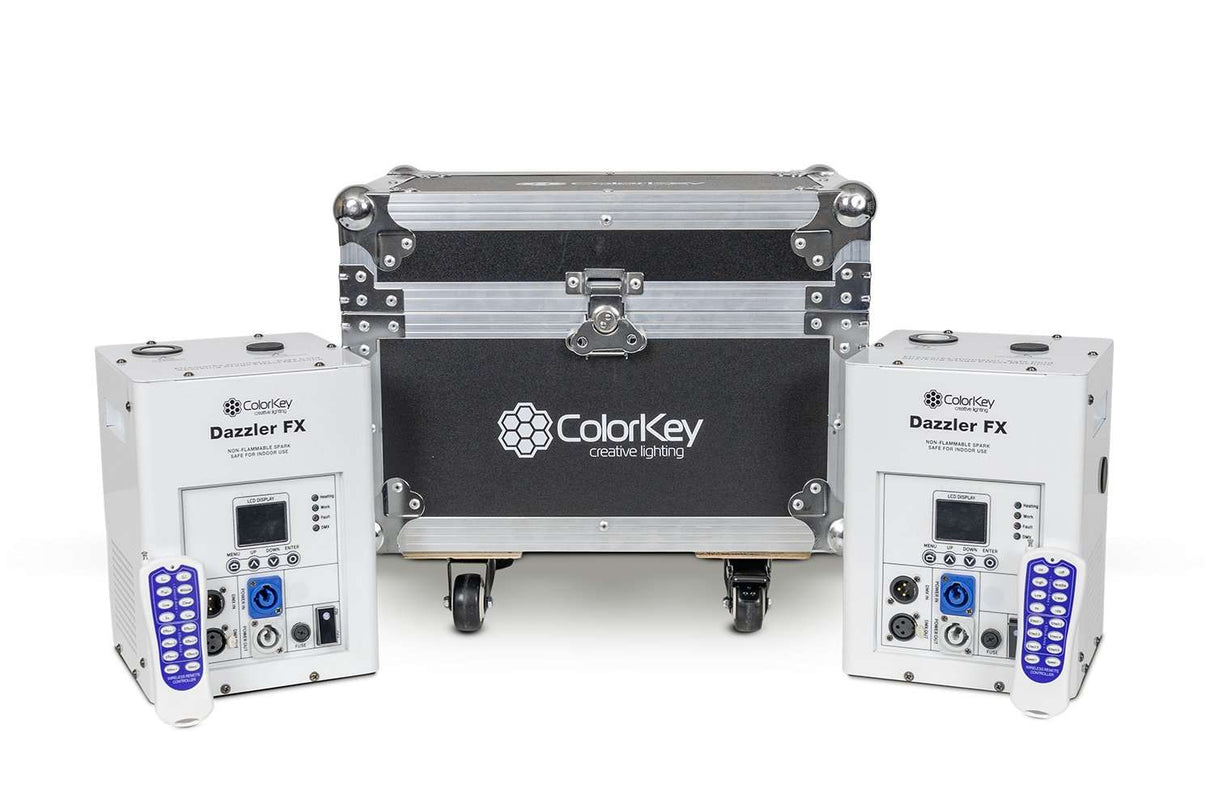 ColorKey Dazzler FX MK2 Cold Spark Machine 2-Pack Bundle with Road Case