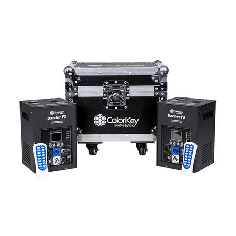 ColorKey Dazzler FX Cold Spark Machine 2-Pack Bundle with Flight Case - Black