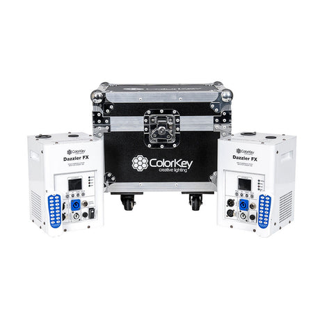 ColorKey Dazzler FX Cold Spark Machine 2-Pack Bundle with Flight Case - White